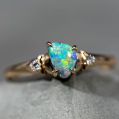 Australian Black Opal & Diamond Engagement Wedding Ring Opal Gemstone Diamond Ring For Anniversary, Opal Ring With Gemstone Accents For Anniversary, Formal Opal Ring With Diamond Accents, Diamond Opal Ring With Gemstone Accents For Wedding, Wedding Opal Ring With Diamond And Gemstone Accents, Black Opal Wedding Ring, Gold Opal Engagement Ring, Black Opal Engagement Ring, Opal Promise Ring