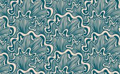 an abstract blue and white pattern with wavy lines on the bottom, as well as waves in