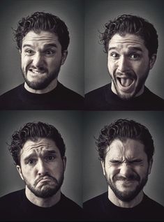 four different pictures of a man making faces