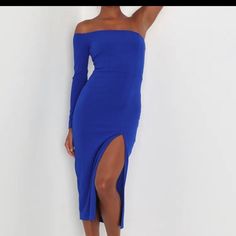 Brand New Royal Blue Dress. Super Cute Didn’t End Up Needing. Never Worn. Size Small Blue Midi Bodycon Dress For Night Out, Royal Blue Midi Dress For Night Out, Blue Stretch Midi Dress For Date Night, Stretch Blue Midi Dress For Date Night, Blue Stretch Midi Dress, Blue Midi Bodycon Dress For Date Night, Blue Stretch Midi Dress For Evening, Blue Long Sleeve Bodycon Dress For Brunch, Blue Stretch Bodycon Dress For Brunch