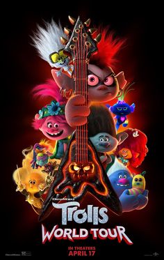 the movie poster for trolls world tour, which features characters from various countries and their names