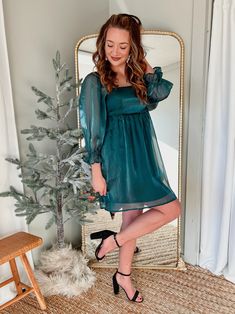 This elegant hunter green satin dress is perfect for special occasions. Crafted from luxurious satin material and fully lined, it is comfortable and flattering. The baby doll dress style guarantees a unique and classy look. Green Satin Dress, Satin Material, Green Satin, Babydoll Dress, Hunter Green, How To Look Classy, Satin Dresses, Baby Dolls, Special Occasion