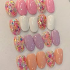 Pastel Glitter Nails, 3d Nail Art Designs, Queen Nails, Makeup Nails Designs, Confetti Nails, Fantasy Nails, Kawaii Nails, Design Nails