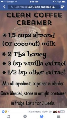 a recipe for homemade coffee creamer with instructions on how to make it in minutes