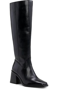 Vince Camuto Sangeti Knee High Boot (Women) | Nordstrom Black Leather Boots Knee High, Vince Camuto Boots, Timeless Outfits, Boots Square Toe, Black Knee High Boots, Black Boots Tall, Hoi An, Black Knees, Boots Fall