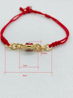 "Pulsera hecha a mano con el ojo rojo para la proteccion en oro chapeado terminado con hilo rojo reforzado delgado. hecha exclusiva para mujer. pulsera ajustable y expandible con cierre de candado minimo de 6.5\" pulgadas y maximo de 7\" pulgadas Aviso : si no es de su medida la pulsera; contactenos antes de comprar porque podemos hacer la medida que desea material: hilo rojo reforzado #A bola del mal ojo rojo 6mm cadena y del mal ojo en oro chapeado" Adjustable Red Metal Charm Bracelet, Gold Metal Evil Eye Bracelet As Gift, Gold Metal Evil Eye Bracelet For Gift, Red Metal Bracelet With Adjustable Chain, Adjustable Gold Charm Bracelet With Evil Eye, Red Gold Plated Bracelet, Red Evil Eye, Gold Plated Bracelet, Black Bracelets