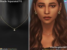 the necklace and earring are shown next to an image of a woman's face