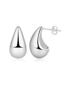 silver designer drop earrings Modern Hypoallergenic Drop Jewelry, Minimalist Drop Jewelry With Polished Finish, Minimalist Polished Drop Jewelry, Everyday Teardrop Jewelry With Shiny Finish, White Gold Drop Jewelry With Shiny Finish, Drop Shaped Jewelry With Shiny Finish For Gifts, Trendy Teardrop Sterling Silver Jewelry, Trendy Sterling Silver Teardrop Jewelry, Modern Teardrop Jewelry With Shiny Finish