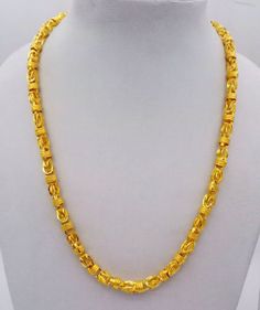 Handmade 22k yellow gold chain necklace unisex jewelry weight-30 grams approx.length-24 inches.metal-22k yellow gold.brand-handmae.width-6 mm approx.type-chain necklace.marking-916 stamp hallmarking.Gold jewelry is handmade designer jewelry. so, there can be slight difference in size and weight of the article in the comparison of the description Gold Chains For Men Design Latest, Mens Chain Designs, Chain Designs Gold, Wedding Jewelry Necklace, Mens Gold Chain Necklace, Gold Neck Chain, Byzantine Necklace, Real Gold Chains, Byzantine Chain