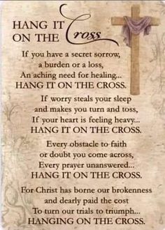 a cross with the words hang it on the cross