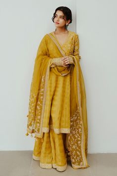 Buy Yellow Moonga Silk Roop Zari Anarkali Palazzo Set For Women by Sue Mue Online at Aza Fashions. Royalty Aesthetic, Palazzo Set, Satin Saree, Designer Jumpsuits, Sharara Set, Skirt Co Ord, Bridal Designs, Set For Women, Wabi Sabi