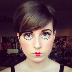 doll make-up - Please tell me this is for Halloween. Doll Face Makeup, Cool Halloween Makeup, Pretty Halloween, Halloween Makeup Scary