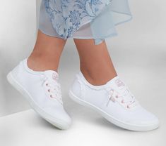 BOBS B Cute White Slip On Sneakers, Cute Shoe, Skechers Memory Foam, Vegan Sneakers, Skechers Bobs, Cute Sneakers, Wide Shoes, White Slip, Skechers Women