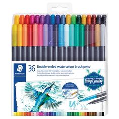 the set of 32 watercolor pencils is in its package and has different colors