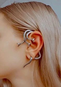 Demon Earrings, Full Ear Earrings, Snake Ear Cuff, A Touch Of Darkness, Earrings Goth, Touch Of Darkness, Snake Ears, Fairy Ears, Goth Earrings