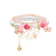 PRICES MAY VARY. Kawaii Bracelet:Cute bracelet comes in three styles, Each style contains a crystal bracelet with rosette flower heart charms and an anime bracelet . Material:The double layered bracelet is made of crystal stone,which is not easy to break and will not fall off.Harmless to your body. Size:The anime inspired bracelets are 2.5inch(8CM) in diameter.Elastic length.Can fit any size wrist. Perfect Gift: The kawaii bracelets are nice gift to best friends, besties on birthday, new year, C Bracelets Kawaii, Elastic Beaded Bracelets, Crystal Bead Bracelets, Kawaii Bracelet, Bracelets For Girls, Inspired Bracelets, Crystal Bead Bracelet, Bracelets Pearl, Bracelets Cute