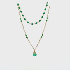 Elegant Emerald Necklace With Beaded Chain, Gold Agate Beaded Chain Necklace, Elegant Gold Beaded Necklaces With Green Onyx, Elegant Gold Beaded Necklace With Green Onyx, Handmade Gold Necklaces With Green Onyx, Handmade Gold Green Onyx Necklaces, Handmade Green Onyx Gold Necklace, Elegant Emerald Necklace With Beaded Chain For Gifts, Elegant Beaded Gemstone Necklace