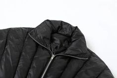 Material: Polyester Trendy Black Nylon Outerwear, Urban Black Spring Puffer Jacket, Casual Black Puffer Jacket With Zipper, Casual Black Outerwear With Padded Collar, Black Puffer Jacket For Spring Outdoor, Black Spring Puffer Jacket With Pockets, Black Zipper Closure Outerwear For Streetwear, Black Zipper Outerwear For Streetwear, Black Outerwear With Zipper Closure For Streetwear