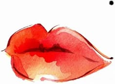 a watercolor painting of a red lip