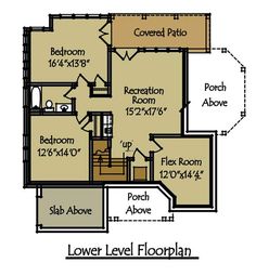 the lower level floor plan for a home with two bedroom and an attached living area