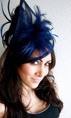 Navy Blue Twist Mesh Fascinator Victoria Navy Blue by EyeHeartMe Blue Headband For Kentucky Derby, Adjustable Blue Headband For Kentucky Derby, Blue Feathered Fascinator For Races, Blue Feather Fascinator For Races, Adjustable Blue Headband Fascinator, Blue Adjustable Headband Fascinator, Blue Fitted Headband For Kentucky Derby, Adjustable Blue Headband Costume Hat, Blue Adjustable Headband Costume Hat