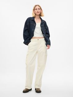 Fit: A full-length loose pant that's fitted on the waist & relaxed all the way down.  Fabric: 75% Cotton, 18% Rayon, 5% Recycled Cotton, 2% Stretch.  Stretch: Low Stretch Pants.  Authentic corduroy with a soft & easy lived-in feel. ​ Rise: Mid Rise Pants.  Look: A five-pocket pant in a ivory frost wash.  Details: Zip fly, five-pocket styling & cargo pockets at sides.  Responsibly Made: This pair of cargo pants is part of our water-saving Washwell program.  Compared with conventional wash methods, Washwell uses at least 20% less water and has saved over a billion liters of water since 2016.  More sustainable cotton: This cargo pant is made with 5% recycled cotton.  Compared to virgin materials, using recycled materials helps to reduce resource use and waste.  Our Mid Rise Pant has a 10" 25 Light Wash Relaxed Fit Mid-rise Cargo Pants, Affordable Mid-rise Beige Cargo Pants, Mid-rise Light Wash Utility Cargo Pants, Beige Relaxed Fit Cargo Pants, Beige Relaxed Fit Cargo Bottoms, Loose Cargo Pants, Carpenter Jeans, Water Saving, Loose Jeans