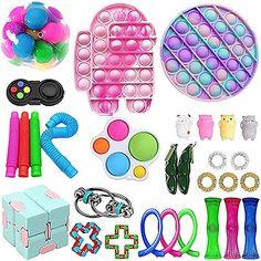 toys and accessories are arranged on a white background