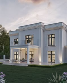 New Classic Villa, Classic House Exterior, Classic Villa, Classic House Design, Casa Exterior, Bungalow House, House Front Design