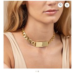 A Bold Take On The Chunky Chain Trend That Will Have Everyone Talking. This 14k Gold Plated Necklace Features A Solid Plate Front And Center. Chic Curb Chain Jewelry As A Gift, Baker Man, Uncommon James, Kristin Cavallari, Vermeil Jewelry, Zodiac Necklaces, Choker Collar, Coin Necklace, Gold Plated Necklace