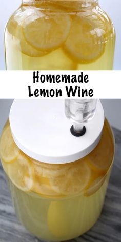 a jar filled with lemons sitting on top of a table