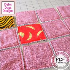 a red and yellow patchwork quilt with the words deb's days designs on it