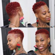 IG: @dreamcutsbarberlounge Red Fade Haircut Black Women, Red Hair Cuts, Natural Short Cuts, Short Fade Haircut, High Top Fade