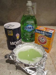 the ingredients to make this dish are displayed on the counter top, including aluminum foil