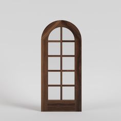 an open wooden window on a white background