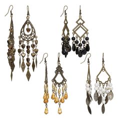 Chandelier-style earring assortment with antique brass plating and acrylic beads and accents. Colors, shapes and sizes may vary in each lot. Brass Antique, Chandelier Style, Ear Jewelry, Everyday Jewelry, Acrylic Beads, Fish Hook, Ear Wire, Earring Gifts, Antique Brass