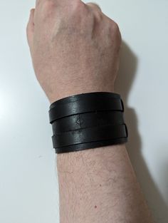 Black Leather Casual Wristband, Adjustable Black Leather Wristband, Black Leather And Stainless Steel Adjustable Bracelet, Masculine Brown Leather Bracelet, Masculine Black Leather Bracelet With Stainless Steel, Men's Leather Bracelet, Mens Leather Bracelet, Personal Message, Your Story