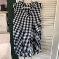 Good Condition, Never Worn Casual Gingham Plaid Dress For Daywear, Summer Plaid Dress For Work, Summer Plaid Dress For Workwear, Casual Plaid Gingham Dress For Daywear, Summer Cotton Plaid Dress For Work, Sleeveless Cotton Plaid Dress For Day Out, Summer Workwear Plaid Dress, Casual Sleeveless Plaid Dress For Daywear, Casual Sleeveless Cotton Plaid Dress