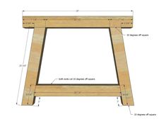 a wooden table with measurements for the top