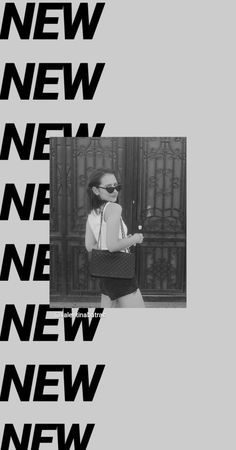 a black and white photo of a woman in sunglasses with the words new news on it