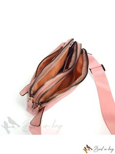 Bird in Bag - Womens Adjustable Waist Bag, Large Capacity, Faux Leather Material, Zipper Closure Pink Faux Leather Shoulder Bag With Zipper, Trendy Daily Use Shoulder Bag With Metal Zipper, Trendy Shoulder Bag With Metal Zipper, Everyday Bags With Metal Zipper, Versatile Pink Shoulder Bag With Zipper Closure, Trendy Bags With Metal Zipper For Daily Use, Trendy Daily Use Bag With Metal Zipper, Trendy Travel Shoulder Bag With Metal Zipper, Everyday Crossbody Bag With Metal Zipper