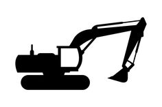 an excavator silhouetted on a white background