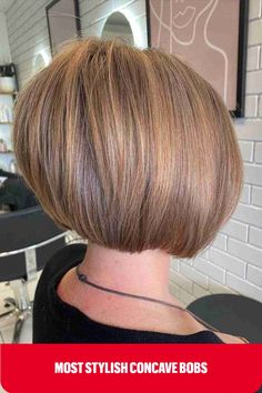 Back view of a short round concave bob Bubble Bob