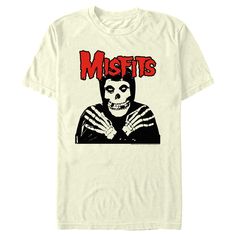 Celebrate the legendary horror-punk band and pop culture icons, The Original Misfits with officially licensed apparel featuring the classic "Fiend Skull" and more! This Men's Misfits Fiend Skull Red Logo Graphic T-Shirt features the Misfits mascot, the Fiend Skull, in black and white with crossed arms, along with the logo in red above. Rock out to the genre-defining Misfits in ultimate style with these fun new tees for everyone! Halloween Band Logo T-shirt For Fans, Halloween Band Logo T-shirt Crew Neck, Halloween Pop Culture Band Logo T-shirt, Band Merch T-shirt For Fan Merchandise, Halloween Band Logo T-shirt, Pop Culture T-shirt For Halloween Concert, Misfits Fiend, The Fiend, Pop Culture Icons