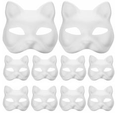 PRICES MAY VARY. 😺😺【Cat Mask & Animal Mask】😺😺2024 new upgrade cat maskwith blank design blank mask fox mask is made of high quality paper material, light weight, strong quality, not easy to deform and tear, can be used for a long time! If you are planning to join, it will be your best choice! The perfect white cat mask is very charming after coloring! 😺😺【Cat Mask & DIY Craft】😺😺Cat mask costume is made of easy-to-paint paper, give full play to your imagination, DIY the cat mask halloween Cat Face Mask Printable, Pet Masks For Kids, Catboy Mask, Cat Mask Printable, Cat Mask Diy, Carnival Party Favors, Diy Halloween Masks, Blank Mask, Mask Cat