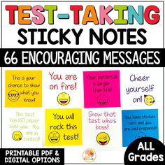 a poster with the words test taking sticky notes