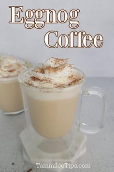 eggnog coffee with whipped cream on top