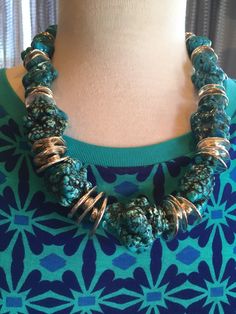 Custom Couture L set turquoise statement necklace with geometric turquoise and blue tank top Large 1172 by CustomCoutureShop on Etsy Unique Blue Summer Jewelry, Unique Blue Jewelry For Summer, Elegant Turquoise Necklace, Bohemian Blue Turquoise Necklace For Summer, Turquoise Statement Necklace, Necklace Ideas, Boho Chic Jewelry, Statement Necklaces, Blue Tank Top