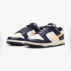 Title: Nike Dunk Low Retro Size: 9.5 Men=11 Womens Color: Sail/Coconut Milk/Purple Ink/Melon Tint Style: Fv8106-181 Created For The Hardwood But Taken To The Streets, The Dunk Low Returns With A Subtly Festive Message And Colors. It Channels '80s Vibes With Premium Leather That Softens And Gains Vintage Character With Wear, While Modern Cushioning Helps Bring The Comfort Into The 21st Century. Benefits Leather Upper Has The Perfect Sheen And Breaks In Beautifully. Padded, Low-Cut Collar Looks Sl Yeezy Boots, Jordan Model, Nike Models, Dunks Nike, Air Jordan 1 Low, Jordan 1 Low, Nike Dunk Low, Sneaker Collection, Adidas Samba