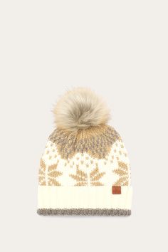 Dimensions : 9 x 9 T; 3 Cuff Fair Isle Beanie, Faux Fur Hat, Grey Beanie, Moto Style, Wool Beanie, Cuff Detail, Fall Accessories, Pom Beanie, Fur Pom Pom