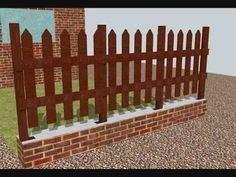 a 3d image of a brick fence